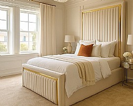 Gold Strip Upholstered Bed Frame